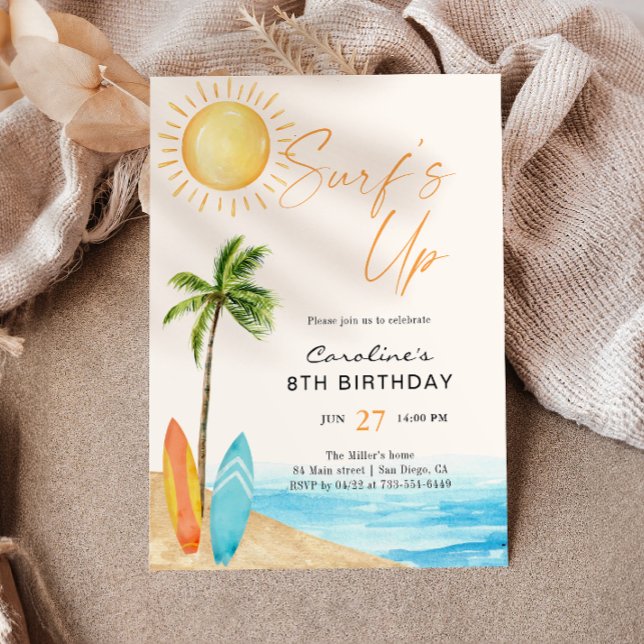 Invitación Fiesta de cumpleaños de Surf's Up Summer Beach (Subido por el creador)
