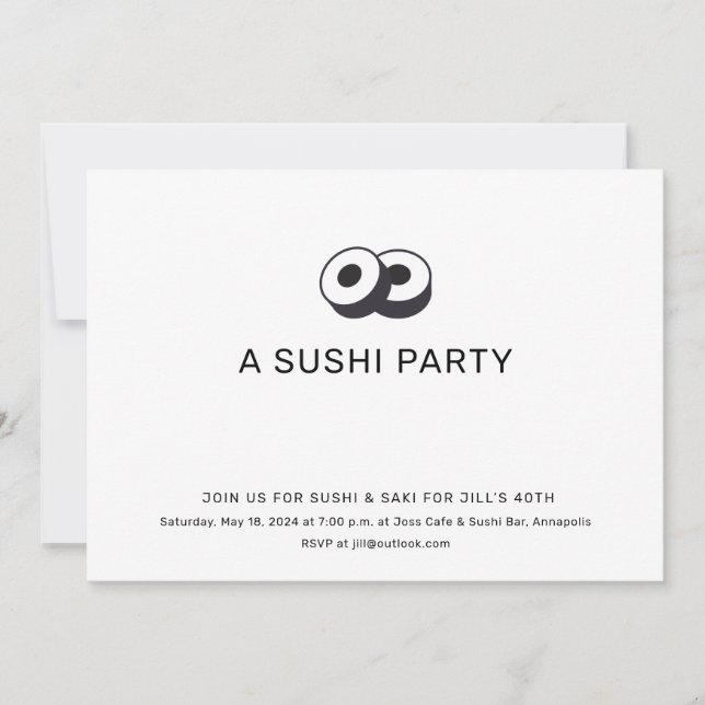 Invitación Fiesta de Cumpleaños de Sushi (Anverso)