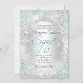 Invitación Fiesta de cumpleaños de Sweet 16, copo de nieve az