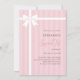 Invitación Fiesta de cumpleaños de Sweet 16 niña con lazo ros