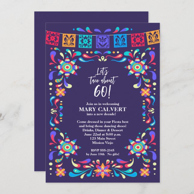 Invitación Fiesta de cumpleaños de Taco Bout (Anverso / Reverso)