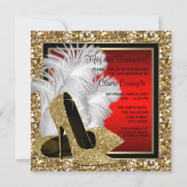 Invitación Fiesta de Cumpleaños de Tacones Altos Negros, Rojo