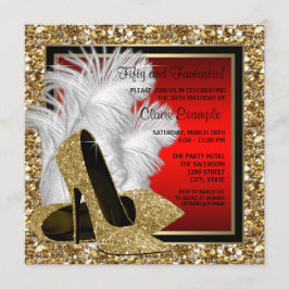 Invitación Fiesta de Cumpleaños de Tacones Altos Negros, Rojo
