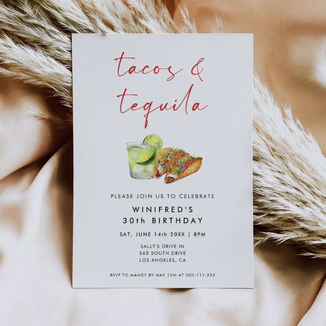 Invitación Fiesta de cumpleaños de Tacos y Tequila (Subido por el creador)