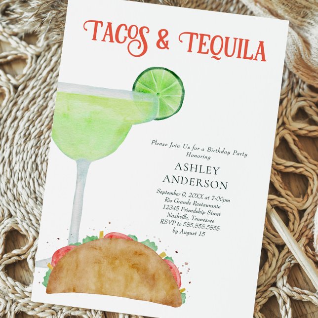 Invitación Fiesta de cumpleaños de Tacos y Tequila Margarita (Subido por el creador)