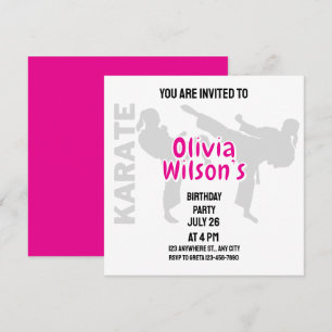 Invitación Fiesta de cumpleaños de Taekwondo, jugador Chica d
