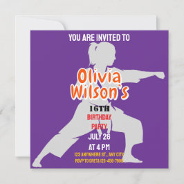 Invitación Fiesta de cumpleaños de Taekwondo, jugador Chica d