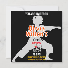 Invitación Fiesta de cumpleaños de Taekwondo, jugador Chica d