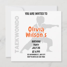 Invitación Fiesta de cumpleaños de Taekwondo, jugador Chica d