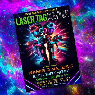 Invitación Fiesta de cumpleaños de tag láser afroamericano