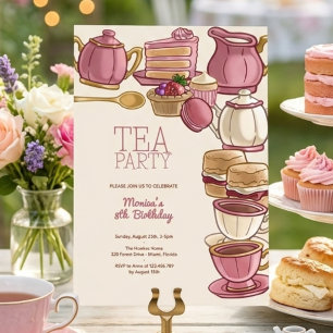 Invitación fiesta de cumpleaños de té