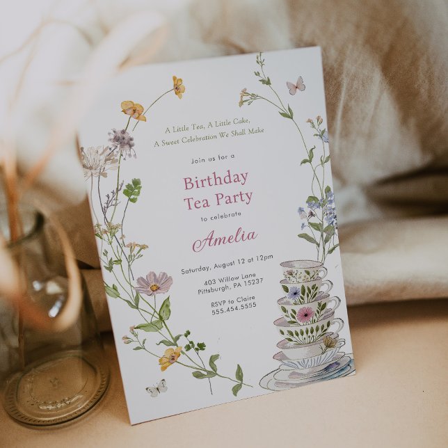 Invitación Fiesta de Cumpleaños de Té de Flor Silvestre (Subido por el creador)
