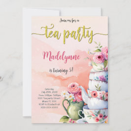 Invitación Fiesta de cumpleaños de té editable