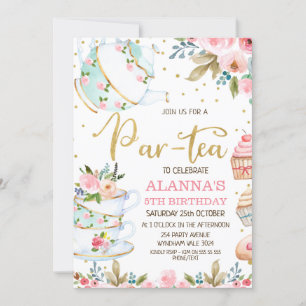Invitación Fiesta de cumpleaños de té Par-Tea floral capricho