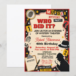 Invitación Fiesta de Cumpleaños de Teatro de Misterio de Ases
