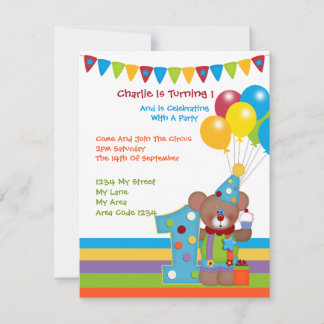 Invitación Fiesta de cumpleaños de Teddy Bear Clown