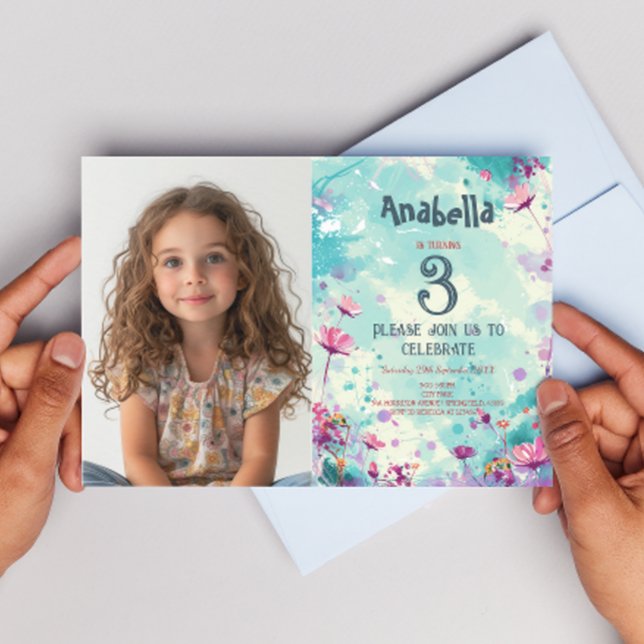 Invitación Fiesta de cumpleaños de tema floral (Subido por el creador)