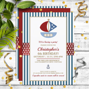 Invitación Fiesta de cumpleaños de tema náutico divertido par