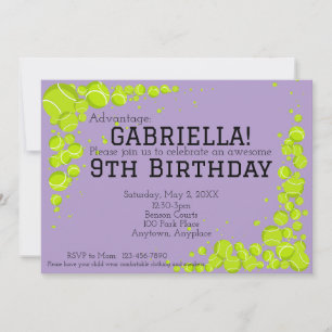 Invitación Fiesta de Cumpleaños de Tenis