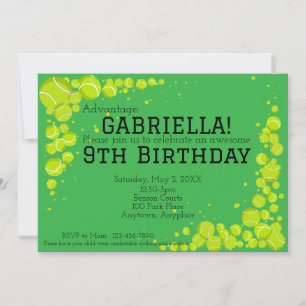 Invitación Fiesta de Cumpleaños de Tenis