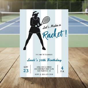 Invitación Fiesta de Cumpleaños de Tenis Haz un Racket Rayas 