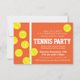 Invitación Fiesta de cumpleaños de tenis invita a pista de ar