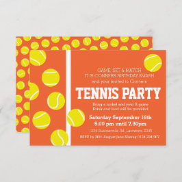 Invitación Fiesta de cumpleaños de tenis invita a pista de ar