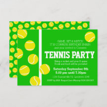 Fiesta de cumpleaños de tenis invitada a verde, am