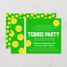 Invitación Fiesta de cumpleaños de tenis invitada a verde, am