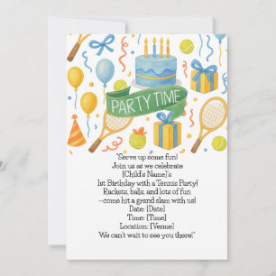 Invitación Fiesta de cumpleaños de tenis para los amantes del