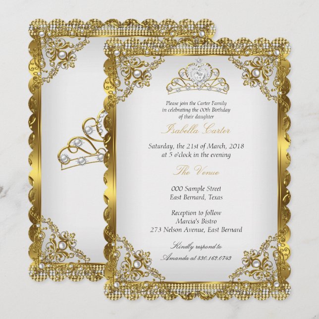 Invitación Fiesta de cumpleaños de Tiara (Anverso / Reverso)
