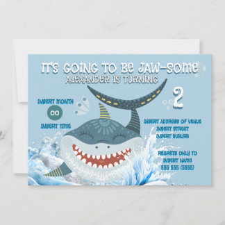 Invitación Fiesta de cumpleaños de tiburón bebé para cualquie