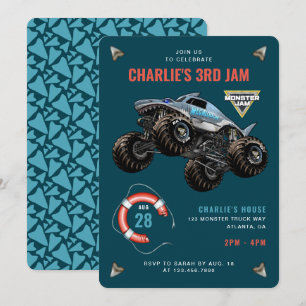 Invitación Fiesta de Cumpleaños de Tiburón Megalodon Monster 