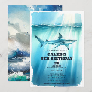 Invitación Fiesta de Cumpleaños de Tiburón Submarino con Acua