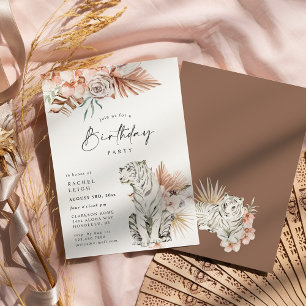 Invitación Fiesta de Cumpleaños de Tigres Boho Tropicales