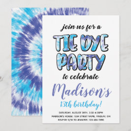 Invitación Fiesta de cumpleaños de tinte morado y azul, cualq