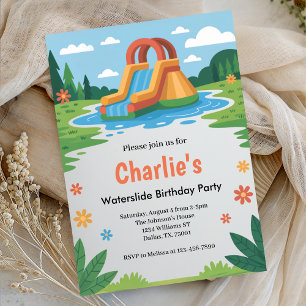 Invitación Fiesta de Cumpleaños de Tobogán de Agua para Niños