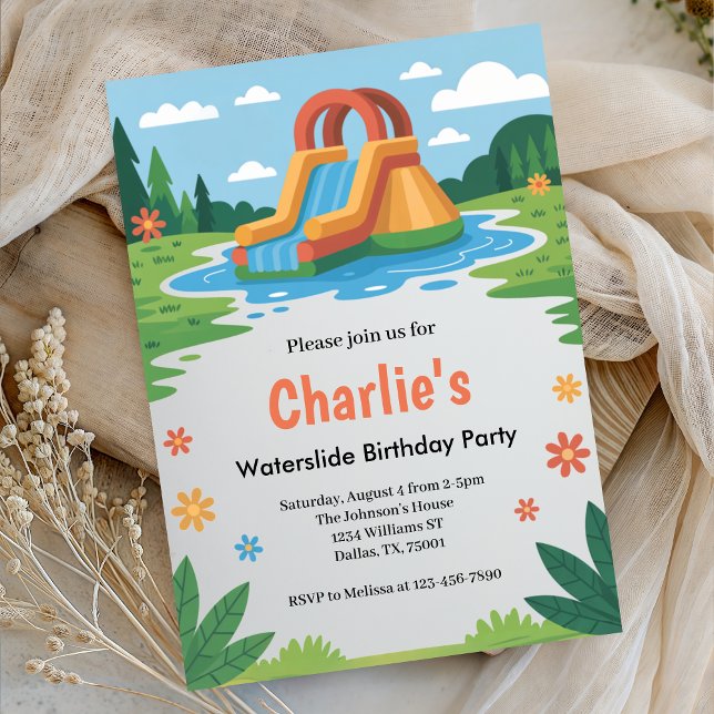 Invitación Fiesta de Cumpleaños de Tobogán de Agua para Niños (Subido por el creador)