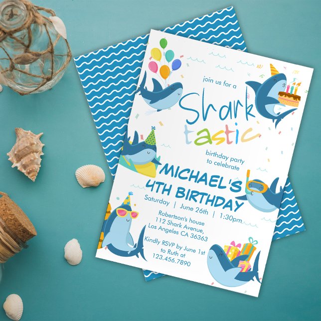 Invitación Fiesta de cumpleaños de todas las edades de tiburó (Subido por el creador)