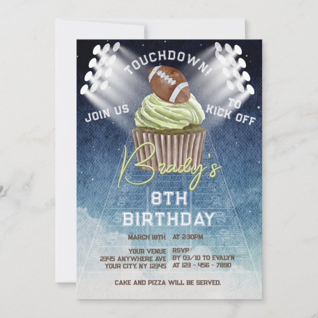 Invitación Fiesta de cumpleaños de toque de fútbol (Anverso)