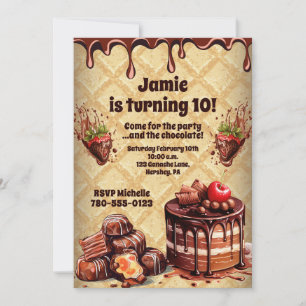 Invitación Fiesta de Cumpleaños de Torta de Chocolate del Niñ