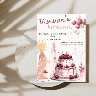 Invitación Fiesta de Cumpleaños de Torta Dulce para Niña
