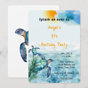 Invitación Fiesta de Cumpleaños de Tortuga Marina Bajo el Mar