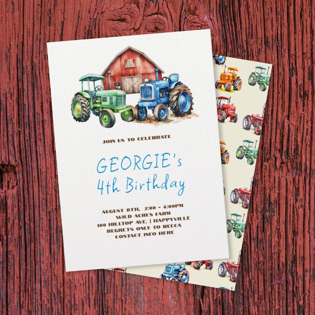Invitación Fiesta de cumpleaños de tractor de granja (Subido por el creador)