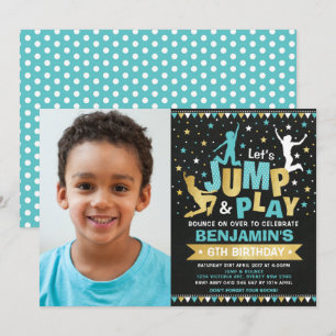 Invitación Fiesta de cumpleaños de Trampoline Saltar a la Fie