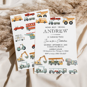 Invitación Fiesta de cumpleaños de Transportation City Truck