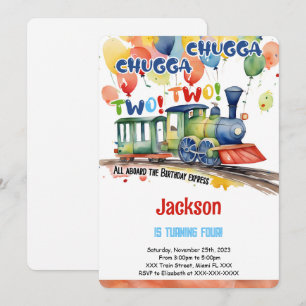 Invitación Fiesta de Cumpleaños de Tren 4 años