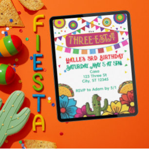 Invitación Fiesta de cumpleaños de Tres Años