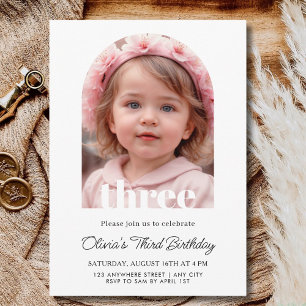 Invitación Fiesta de cumpleaños de tres años niña cumpleaños