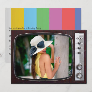 Invitación Fiesta de cumpleaños de TV Retro